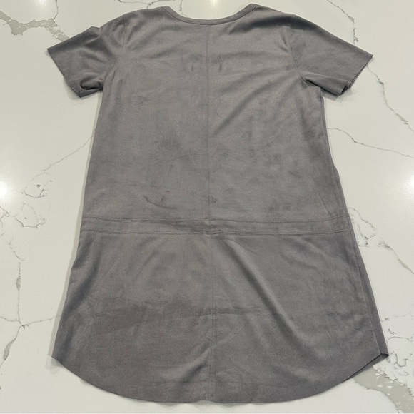 Akira Chicago Black Label Gray Faux Suede Boho Pullover Shift Dress Mini Size S - Picture 9 of 11